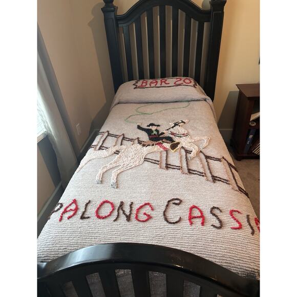 Vintage Hopalong Cassidy Chenille Bedspread “Hoppy” and Horse “Topper” - Picture 5 of 14